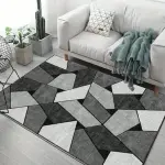 1pc Modern Gray Geometric Non-Slip Area Mat