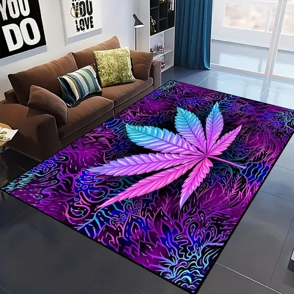 1pc Psychedelic Leaf Print Living Room Mat