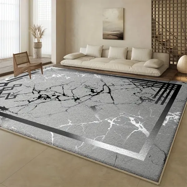 Luxurious Black & Gray Geometric Area Mat