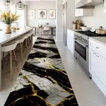 The -1pc Stylish Marble Pattern Rug Features a Non-Slip Backing