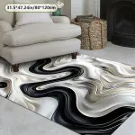 ZULIDA Black and White Abstract Design Area Mat