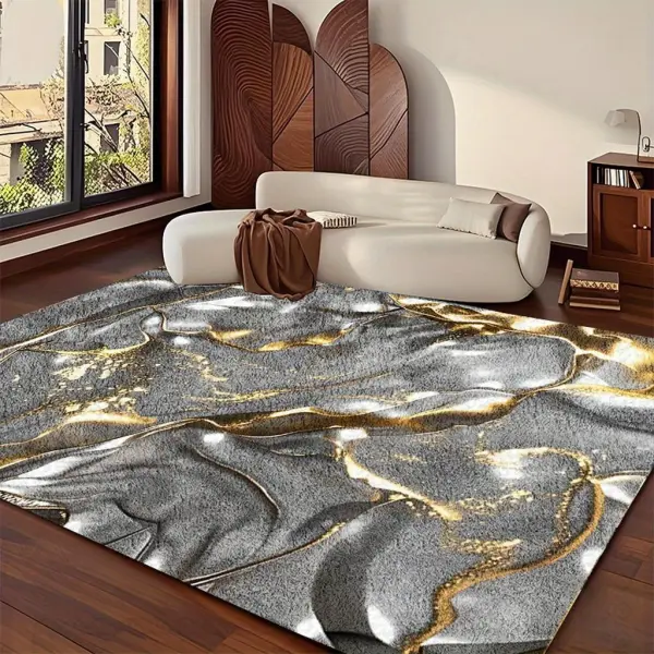 Luxurious Metallic Silver & Golden Area Mat