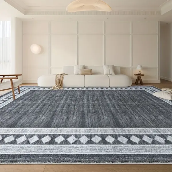 High-End Velvet Area Mat - 850g/m², Geometric Patterns in Shades of Blue and White