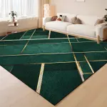 850G/M² Velvet Material Carpet Featuring a Light Luxury Minimalist Geometric Pattern in Deep Green And Golden