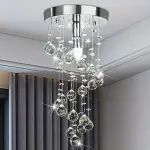 ASLINSTANT 1pc Modern Crystal Chandelier, 19.94cm Semi Flush Mount Ceiling Light