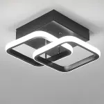 1pc Modern Black/White Square Pendant Light, 3000-6000K Dimmable Metal Chandelier with Silicone Shade