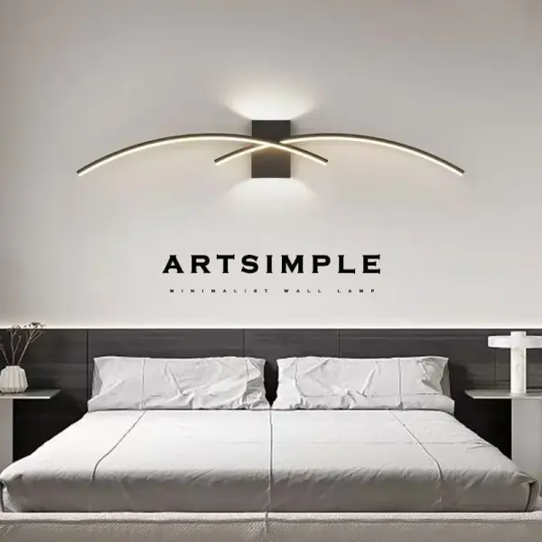 Modern Black LED Wall Light, 100.0 cm Linear Acrylic Wall Light, Semi-Recessed Installation, Removable Clip, Hard Wiring, 85V-265V