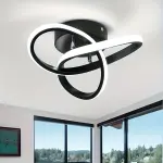 Modern LED Ceiling Lamp with Adjustable 3-Color Light, Dimmable, Semi-Flush Mount, Cast Iron & Silicone, 110V-240V