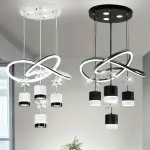 LED restaurant lighting Modern simple new dining room table light four head crystal light luxury