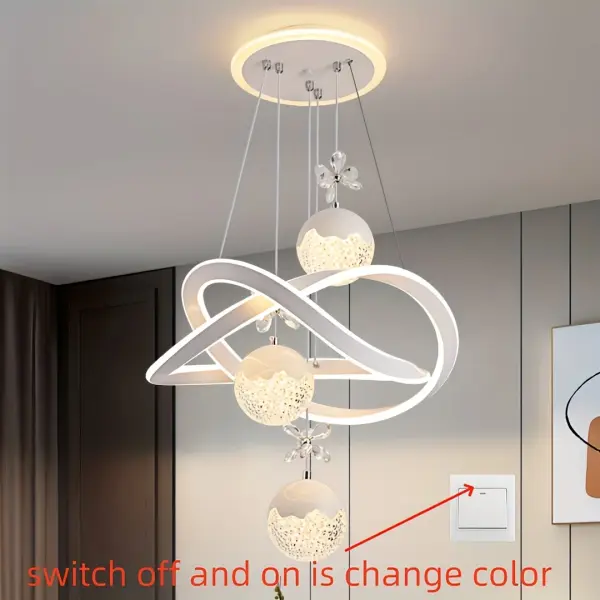 Modern 3-Light Acrylic Pendant Fixture with 3-Color Dimming (3000K/6000K/4500K)