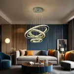 1pc of light luxury modern crystal three-ring LED dimmable lamp
