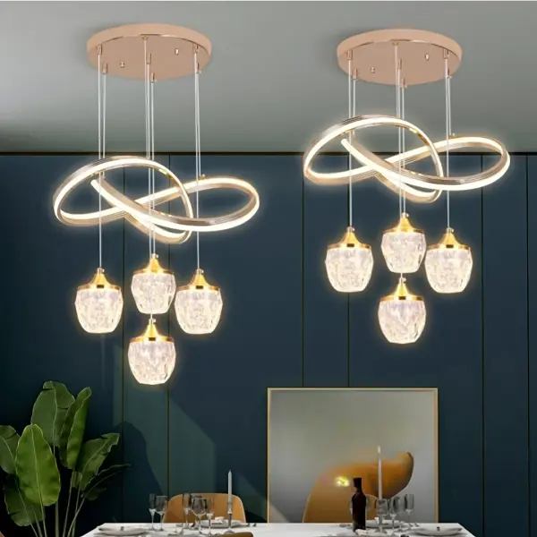 Modern 4-Light LED Pendant Fixture with Three-Color Changing Bulbs
