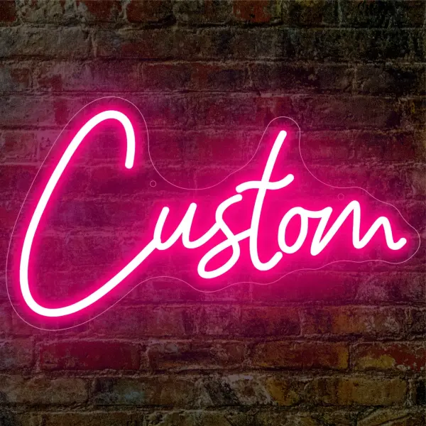 Customizable Neon Sign "Custom" - Adjustable Brightness, USB-Powered Wall Art