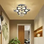 Modern Light Luxury Square/Floral Crystal Ceiling Light with LED Three-Color Changing