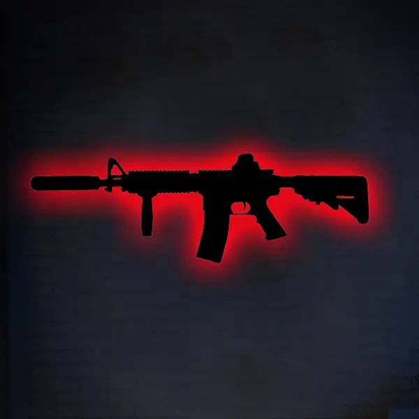 USB-Powered Rifle Silhouette Neon Wall Light