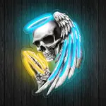 Angel Skull Neon Light, Skull Prayer Neon Light
