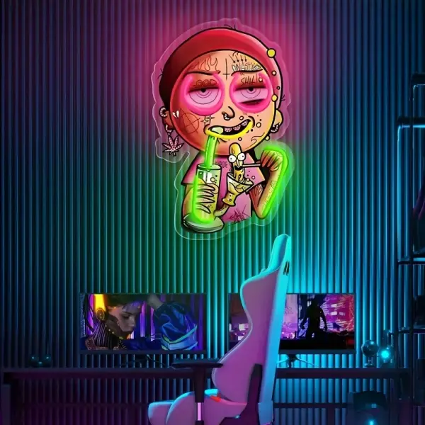USB-Powered Neon Comedy Character Wall Decor