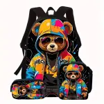 3pcs Cartoon Bear Backpack Set