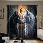 2pcs, 2D FLAT PRINTING Minimalist Curtains Two