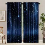 2pcs Galaxy Starry Sky Printed Curtains