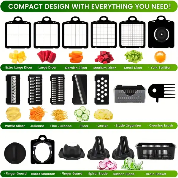 Vegetable Chopper, Multifunctional 22 in 1 Food Processor
