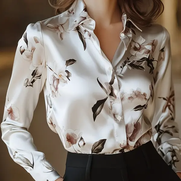 Elegant Special Edition Women's Silky-Like Floral Print Blouse
