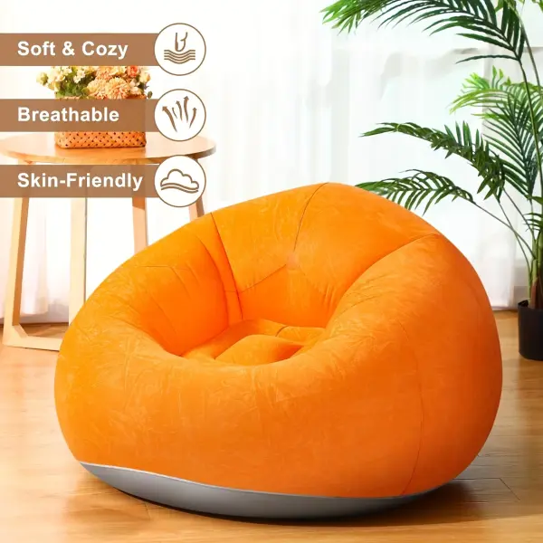 1pc Soft & Cozy Orange Bean Bag Chair