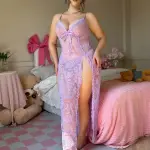 urple Sexy Lace Sheer Nightgown