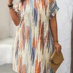 Women's Abstract Colorful Brushstroke Print A-Line Dress