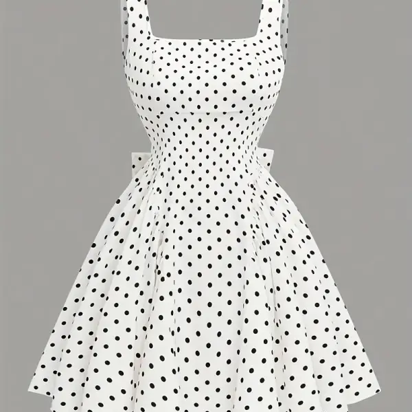 Elegant Polka Dot Spaghetti Suspender Dress