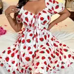 Strawberry Print Sleeveless Dress