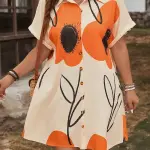 Women'S Floral Print Batwing Short Sleeve