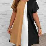 Colorblock Print Straight Dress