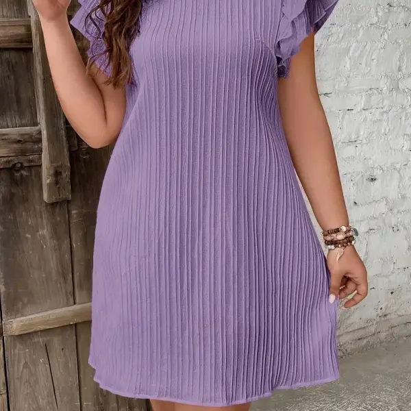 French Solid Color Ruffle Dress