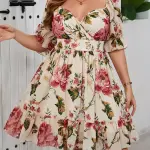 Floral Print Chiffon Dress