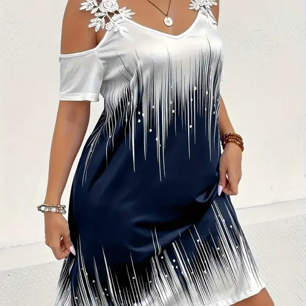 Ombre Print Cold Shoulder Dress