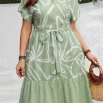 Women's Mint Green Floral-like dress