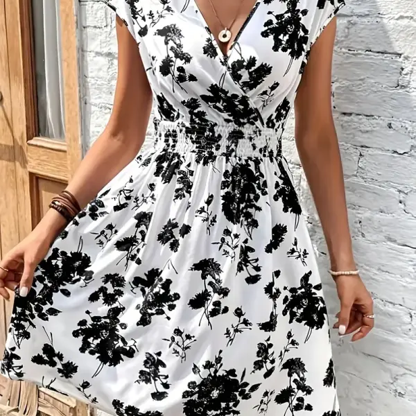 Floral Print V-Neck Dress