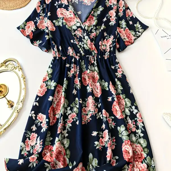 Floral Print Cinched Waist Dress