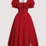 Elegant Casual Polka Dot Midi Dress