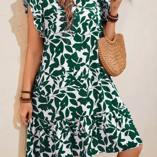 Women's Floral Print Round Neck Short Sleeve Dress