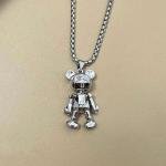 Stainless Steel Necklace Rotatable Bear Doll Pendant