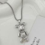 Stainless Steel Necklace Rotatable Bear Doll Pendant