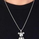 Stainless Steel Necklace Rotatable Bear Doll Pendant